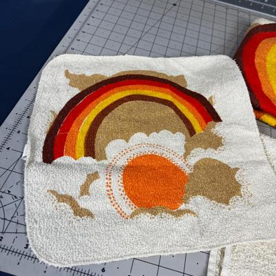 AWESOME! Vintage Cannon 2 Hand towels, 2 Bath & 1 Wash NEW Rainbow ORANGE 