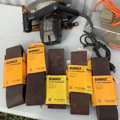 340 Black&Decker Belt Sander & 7 1/4" Circular Saw with DeWalt Sanding Belts
