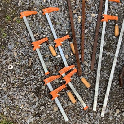 341 Lot of Bar Clamps & Crowbar