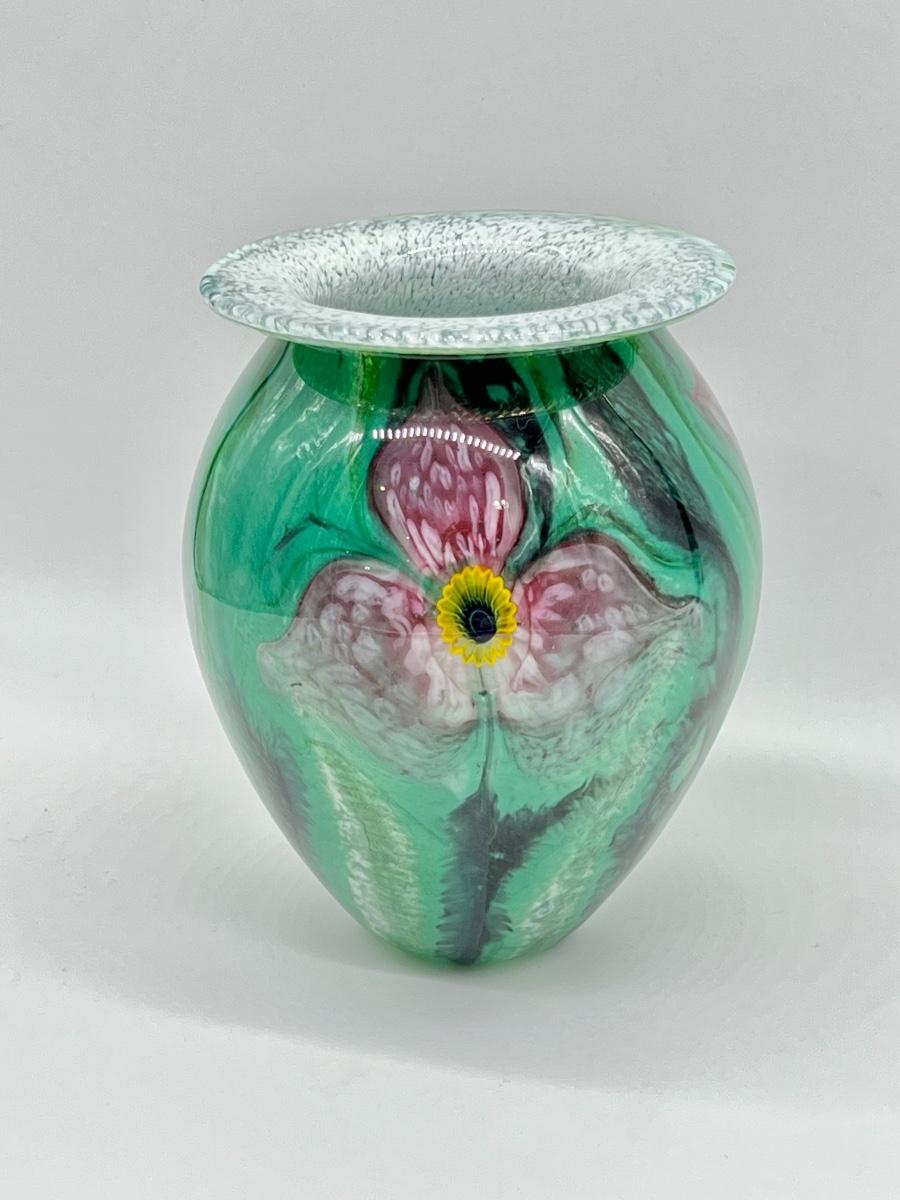 EICKHOLT GLASS ~ Signed by Robert Eickholt Floral Vase | EstateSales.org