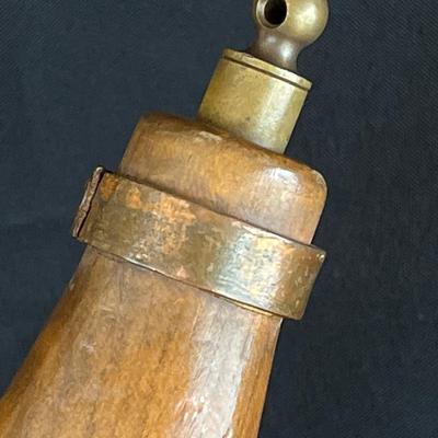 Rare 19th C Antique Hollow Wood Powder Flask