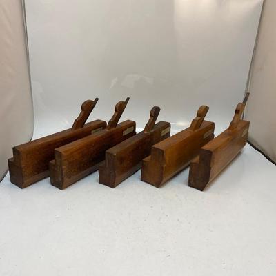 Lot of Five Antique Wood Convex Curved Jack Block Bead Plane Woodworking tools