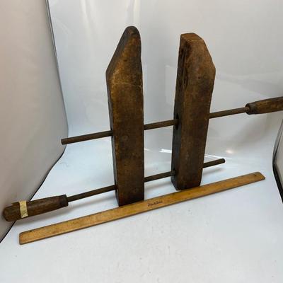 Antique Large Jorgensen Style Wood and Metal Furniture Clamp