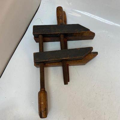 Lot of Three Antique All Wood Jorgensen Style Furniture Clamps
