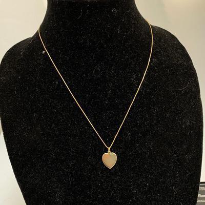 14k Yellow Gold Heart Shaped Charm Pendant Necklace