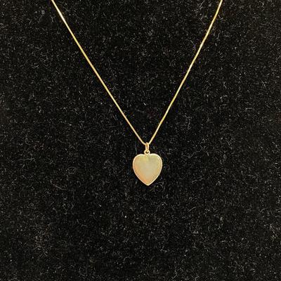 14k Yellow Gold Heart Shaped Charm Pendant Necklace