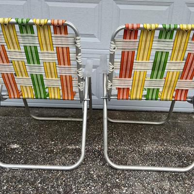 (2) Vintage Retro Aluminum Beach/Lawn Chairs