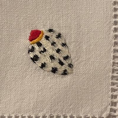 Vintage Hand Stitched Sea Shell Linen Napkins