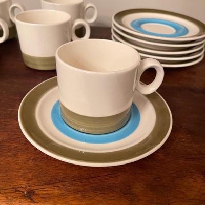 Set of 10 Royal M. Crown stone Cups & Saucers