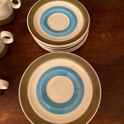 Set of 10 Royal M. Crown stone Cups & Saucers