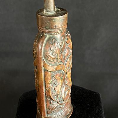 Gorgeous 19th C Three Way Oakleaf Powder Case Flask