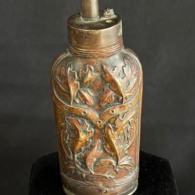 Gorgeous 19th C Three Way Oakleaf Powder Case Flask