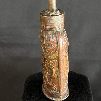Gorgeous 19th C Three Way Oakleaf Powder Case Flask