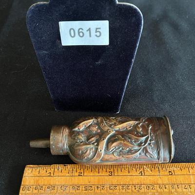 Gorgeous 19th C Three Way Oakleaf Powder Case Flask