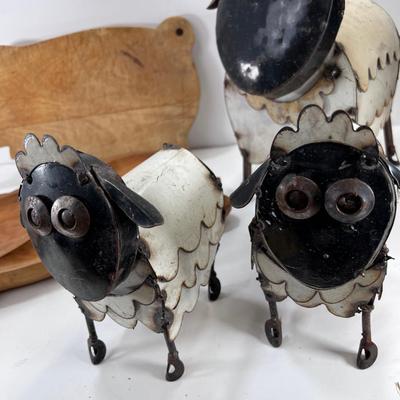 Wooden ware 3 metal Mexican made Sheep