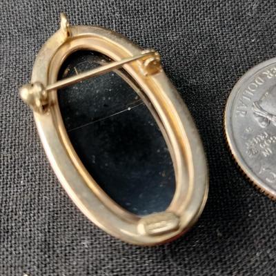 Vintage 10K Gold-Filled Onyx Pendant/Broach