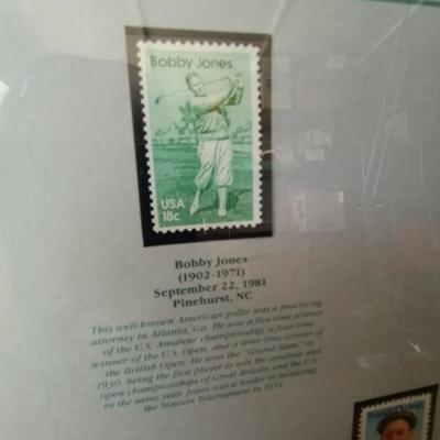 FRAMED COLLECTIBLE GOLF STAMPS