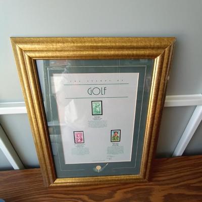 FRAMED COLLECTIBLE GOLF STAMPS