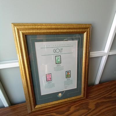 FRAMED COLLECTIBLE GOLF STAMPS