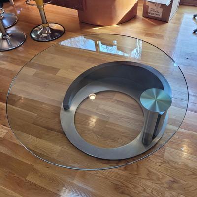 Large Glass Swivel Top Coffee Table (LR-CE)