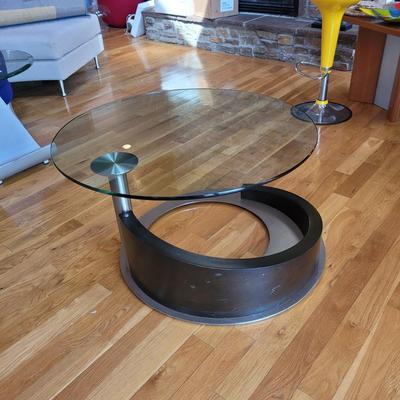 Large Glass Swivel Top Coffee Table (LR-CE)