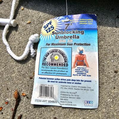 Rio Beach Umbrella, Coleman Cooler +Beach Towels.  (G-JS)