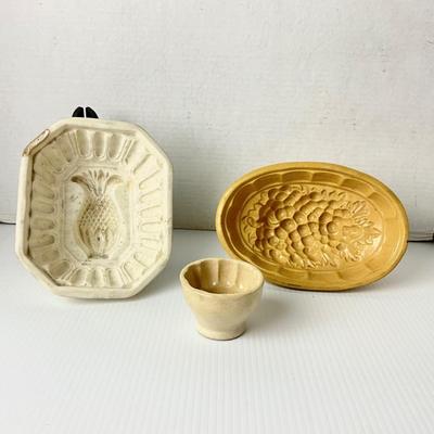 1018 Antique Butter Molds, Stoneware, Yellow ware