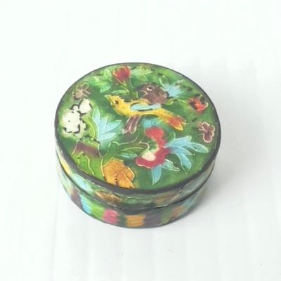 1019 Vintage Enamel, Mini Mosaic, Green Onyx , Dachshund Pill Boxes