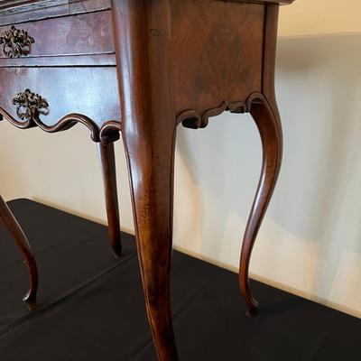 Antique Queen Anne Style Sewing Table w Unusual Accessory Drawer