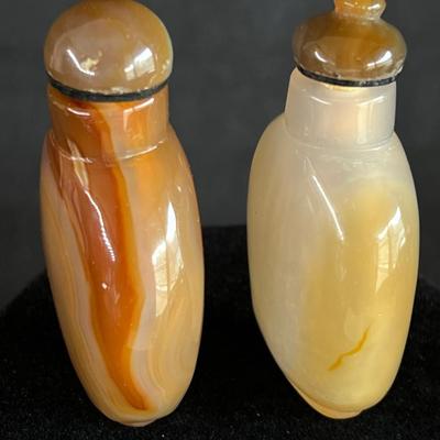 Pair of Chinese Agate Snuff Bottles Gorgeous tones
