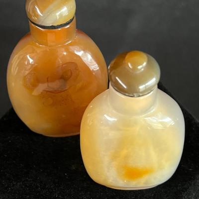 Pair of Chinese Agate Snuff Bottles Gorgeous tones