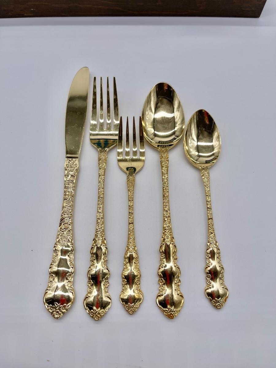 Gold Electroplated Stainless Flatware 6 Pc Service For 14