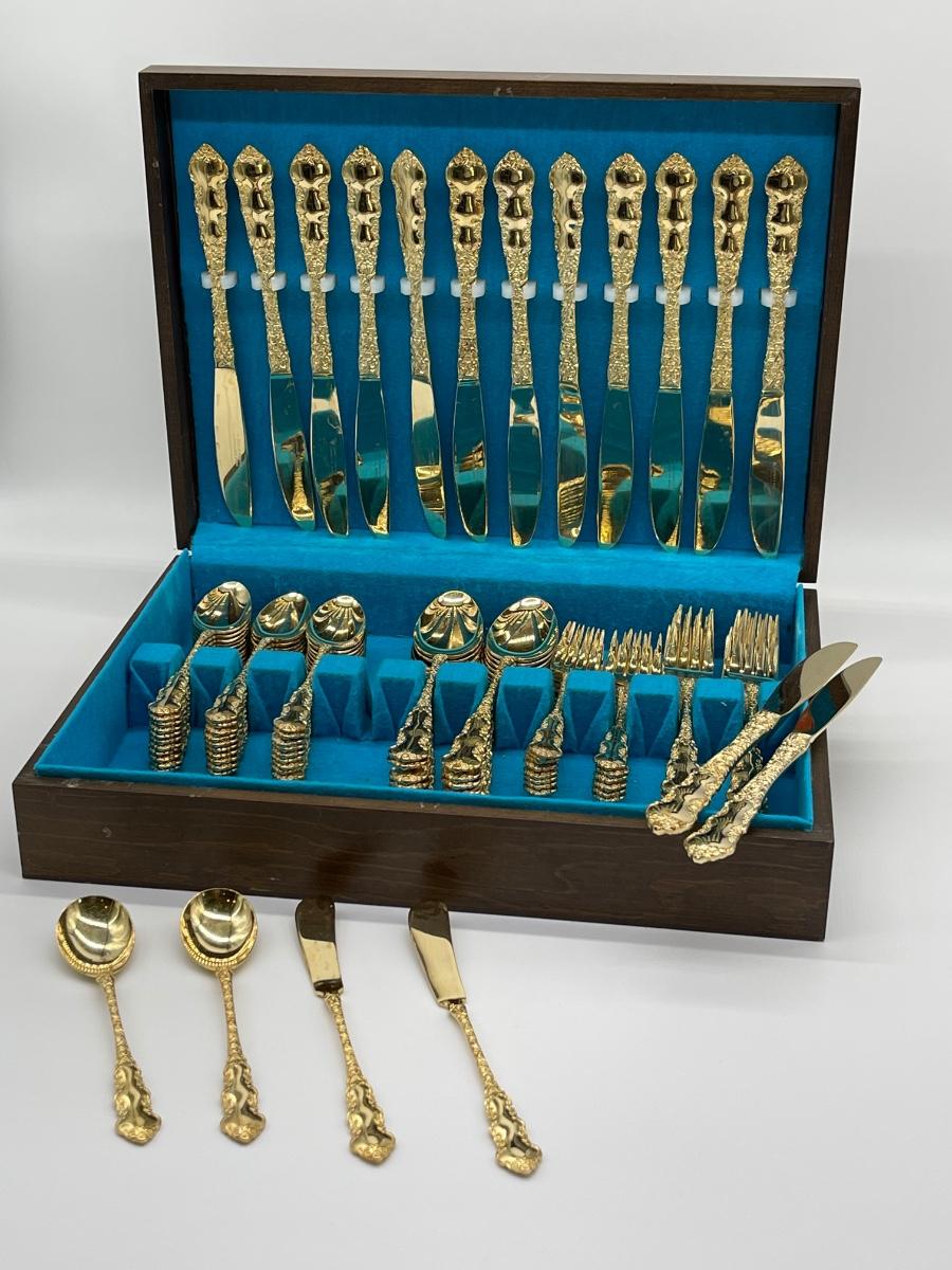 Gold Electroplated Stainless Flatware 6 Pc Service For 14