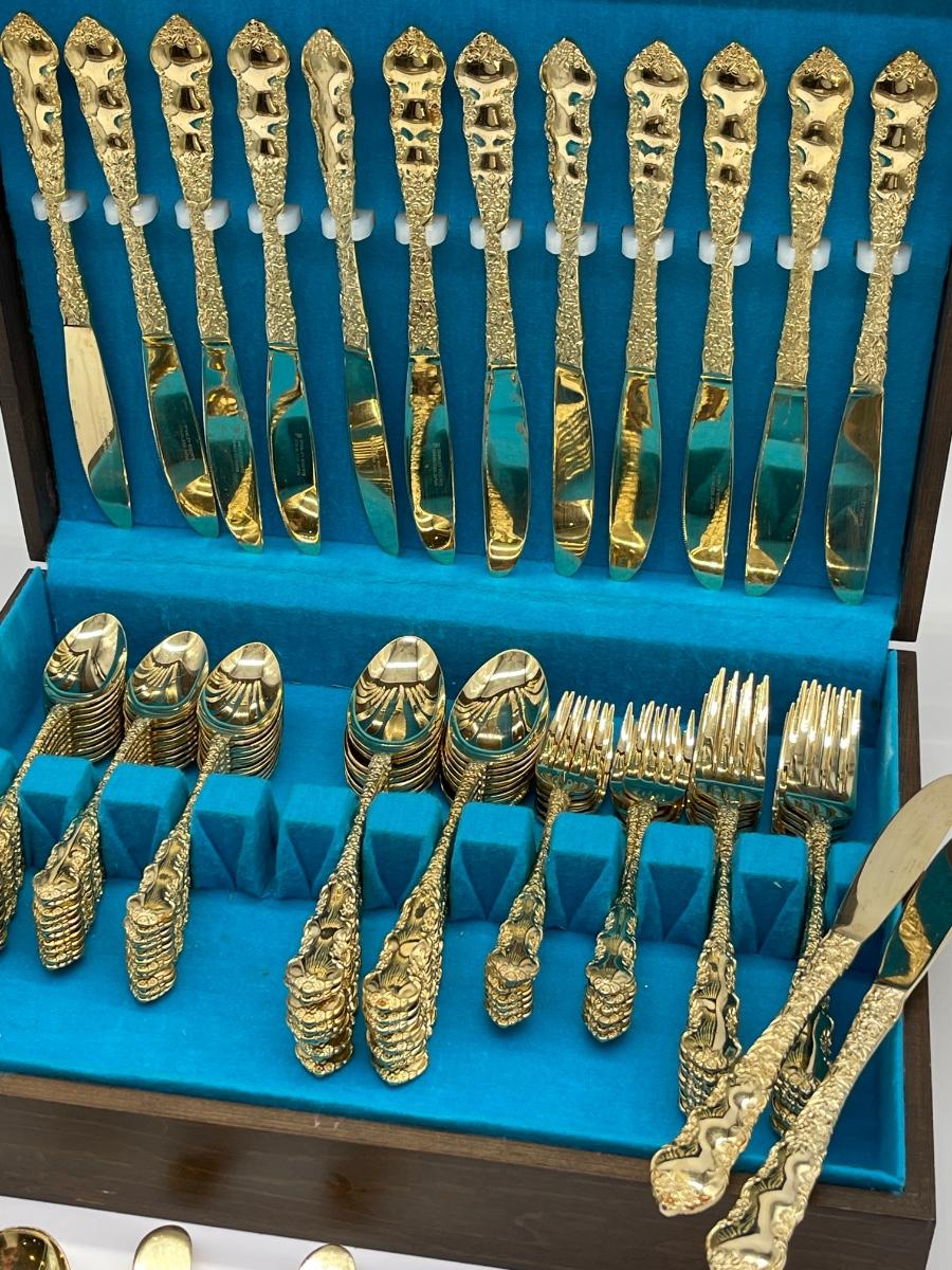 Gold Electroplated Stainless Flatware 6 Pc Service For 14