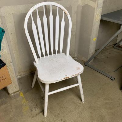 #48 White Wooden Chair