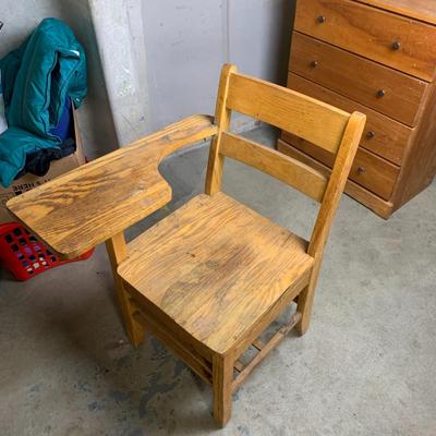 #1 Vintage Wooden School Desk Chair