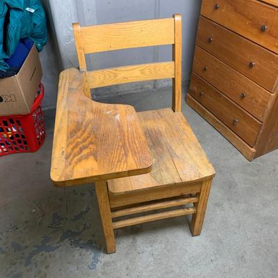 #1 Vintage Wooden School Desk Chair