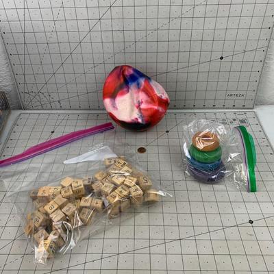 #76 Wooden Dice and Vintage Toys