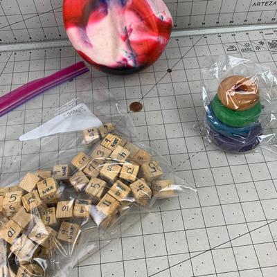 #76 Wooden Dice and Vintage Toys