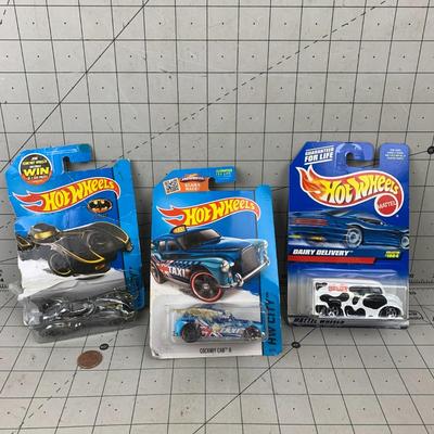 #99 Hotwheels: Cockney Cab 11, Dairy Delivery and Batmobile