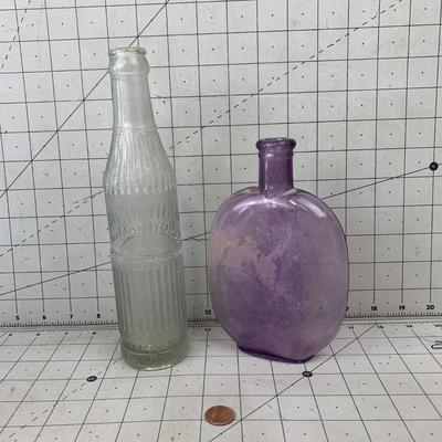 #120 Purple Glass and Vintage Glass Bottle