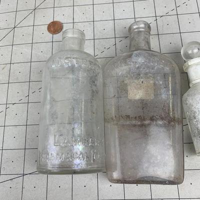#122 Three Vintage Glass Bottles