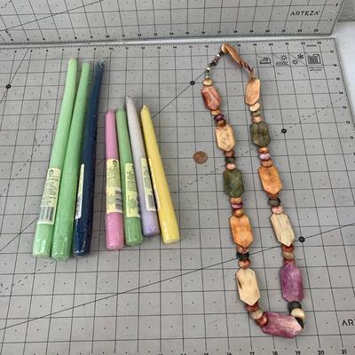 #137 Pastel CandleSticks and Necklace
