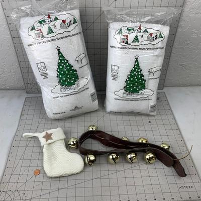 #151 Christmas Snow Decor, Stocking and Bells