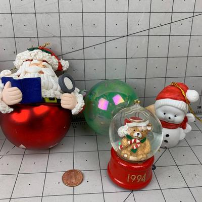 #154 Christmas Ornaments: Santa, 1994 Teddy Bear and The Manger