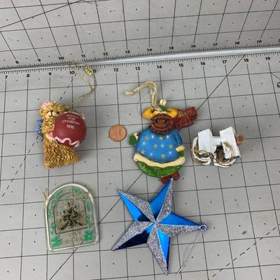 #156 Christmas Ornaments: Tudor Manor House, Alaska Moose, Baby's First 1996