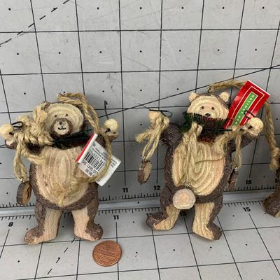 #171 Wood Bear Ornaments
