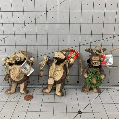 #171 Wood Bear Ornaments