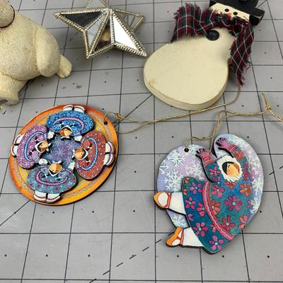 #178 Christmas Ornaments: Polar Bear, Snowman and Alaskan Natives