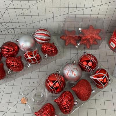 #201 Red/Silver Christmas Ornaments